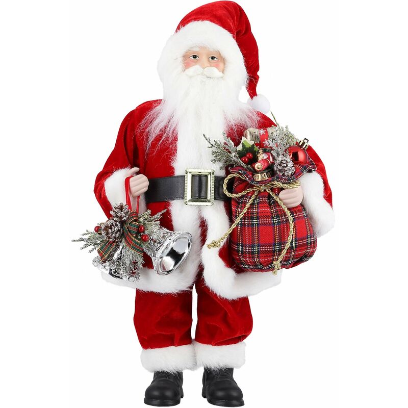 Mini Statuetta Di Babbo Natale In Piedi Da 32 Cm, Tradizionale Rosso