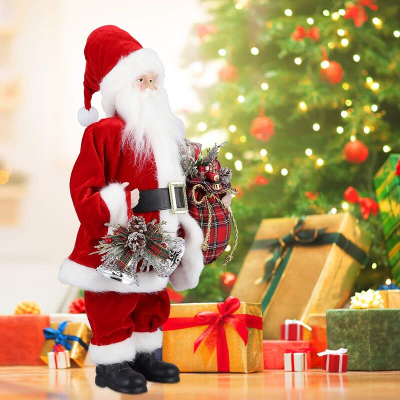 Figura Di Babbo Natale In Peluche – 20/30 Cm – Decorazione Natalizia Da Tavolo O In Piedi – Regalo Simpatico Per Le Feste