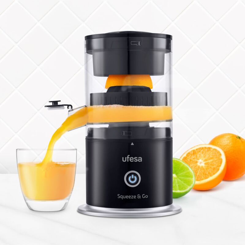 SPREMIAGRUMI ELETTRICO AUTOMATICO A PRESSIONE PORTATILE USB RICARICABILE 45W
