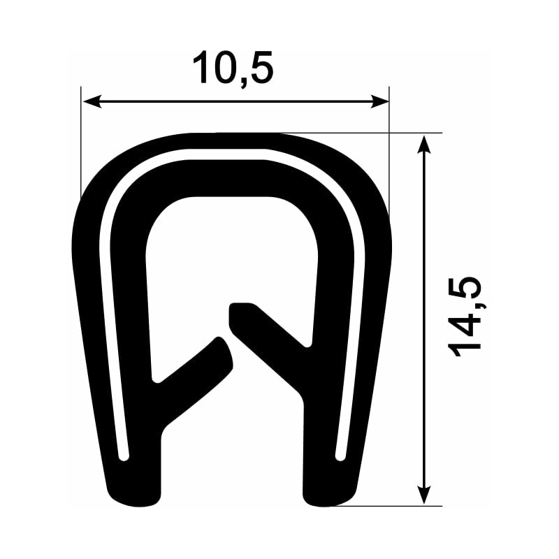 eutras protezione angoli 1 – 4,5 mm Bordi gomma profilo a U keder Band  dichtpr ofil, Guarnizione in gomma, 1 pezzi, nero, 1998