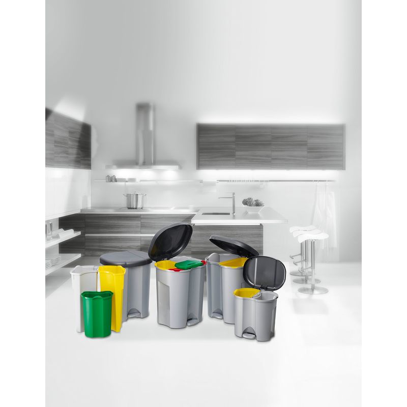 grigio 390mm x 320mm x 405mm Cestino in PPL con raccolta differenziata 2 x 10l Rotho F707601 plastica 
