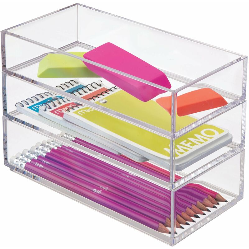 iDesign Drawers Organizer Make Up, Cassettiera Porta Trucchi Impilabile,  Contenitori Per Cosmetici, Gioielli E Accessori Con 3 Cassetti, Plastica