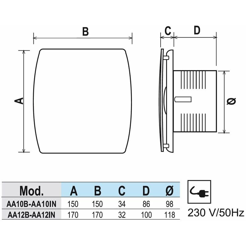 Aspiratore da Parete per Bagno in Acciaio Inox, Portata 98 Metri Cubi Ora,  La Ventilazione