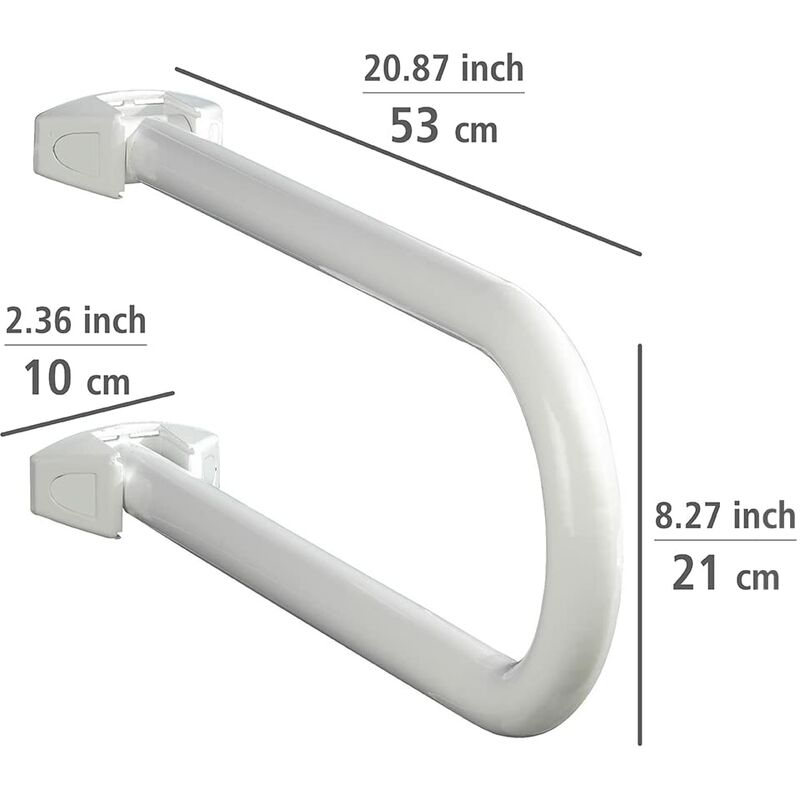 WENKO 17969100 Maniglia per il bagno Secura - pieghevole, Alluminio, 53 x  21 x 10 cm, Bianco