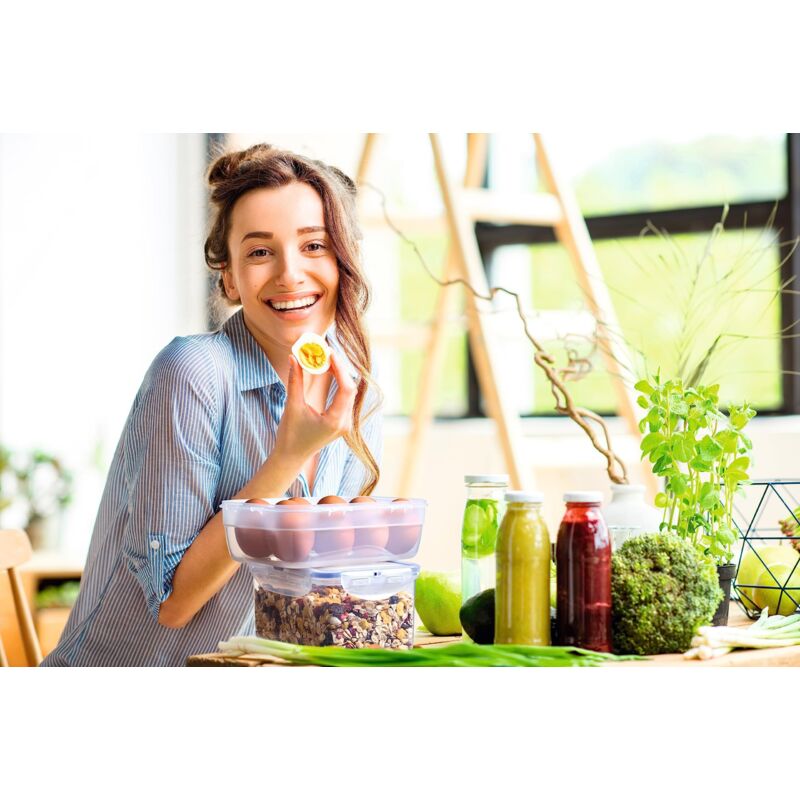Lock & Lock HPL823O3 Set 3 Contenitori Per Alimenti - 870 Ml Ciascuno, Ermetici, Senza BPA, Ideali Per Pranzo E Picnic