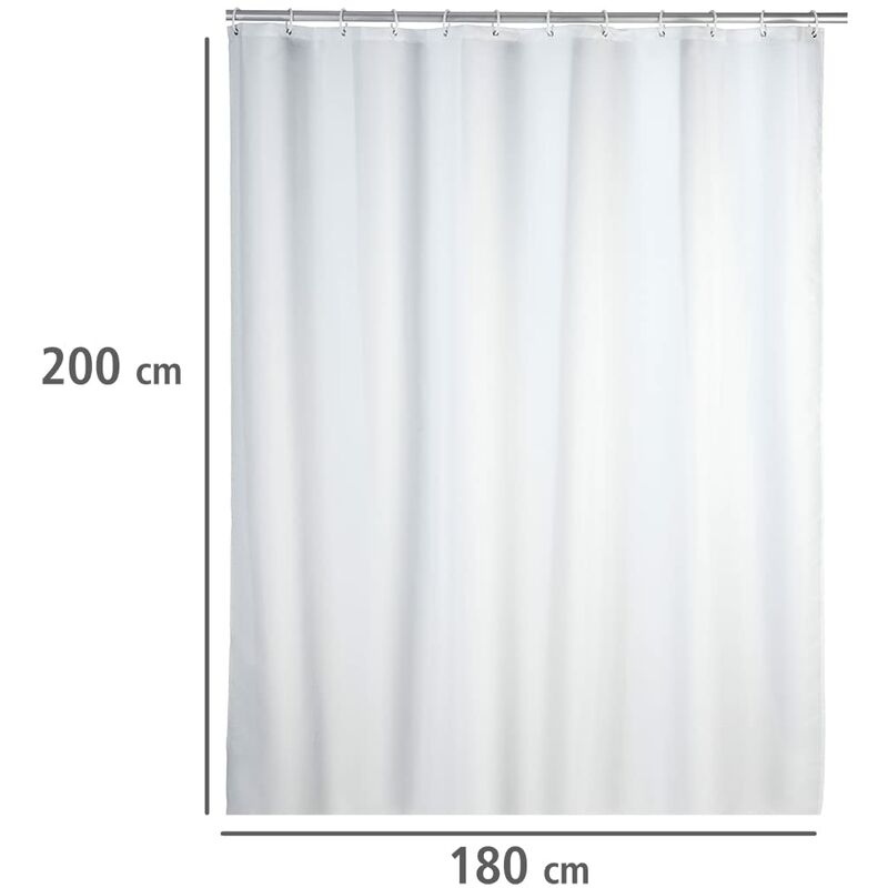 WENKO 20151100 Tenda doccia antimuffa monocolore bianco - antibatterica,  lavabile, Poliestere, Bianco