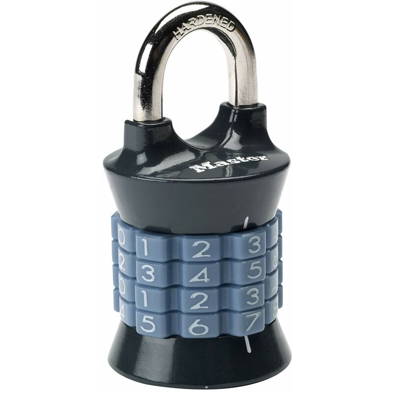 Master Lock 1535EURDCOL Lucchetto con Combinazione, Grigio, Giallo, Nero,  Bianco, 7,4 cm x 3,7 cm x 3,7 cm