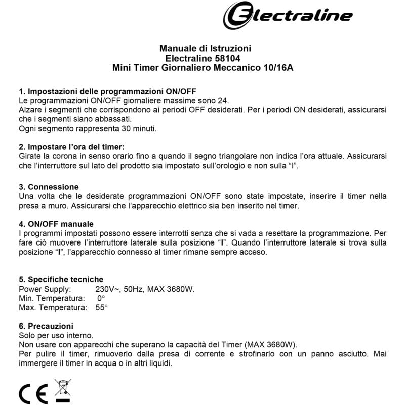 Avidsen mini programmatore giornaliero meccanico clearance istruzioni