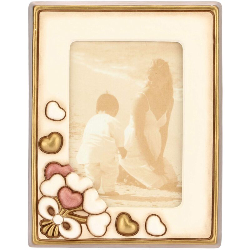 Cadre Photo En Bois Mosaïque – Style Art Déco – Pour Photo 10x15 Cm – Blanc/Beige/Vert
