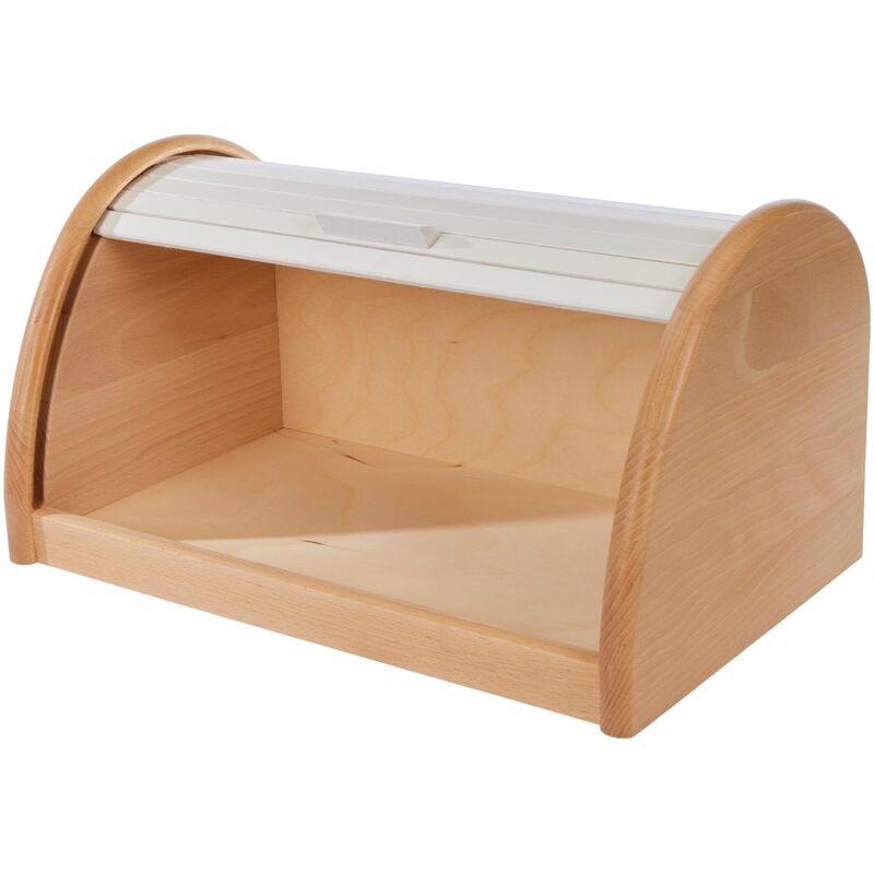 Cassetta Per Il Pane Zeller In Legno Di Faggio Bianco – 39x25x21 Cm, Con Coperchio Scorrevole E Ricircolo D’aria