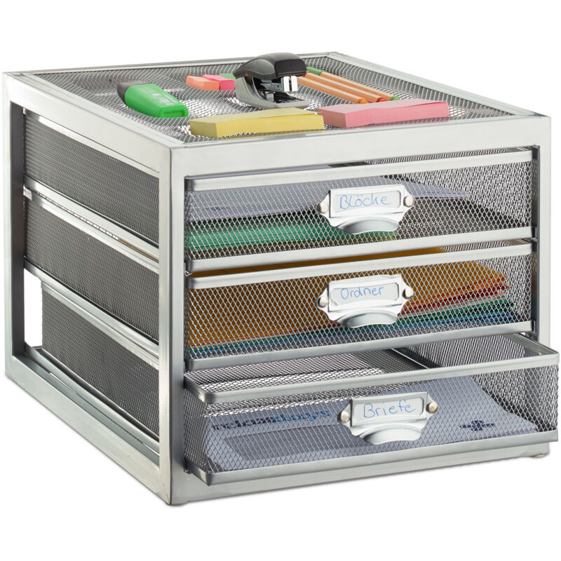 Organizer Scrivania Con 5 Vassoi E Cassetti - Porta Documenti, Portapenne, Per Ufficio E Casa, Nero