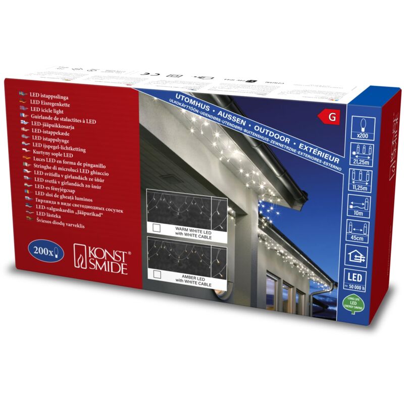 Konstsmide 6350 - 820 Catena Luminosa A Micro LED/per Interni  IP20 Certificato Vde 24av Trasformatore Interno 10adiodi Ambra Cavo Nero 5087644