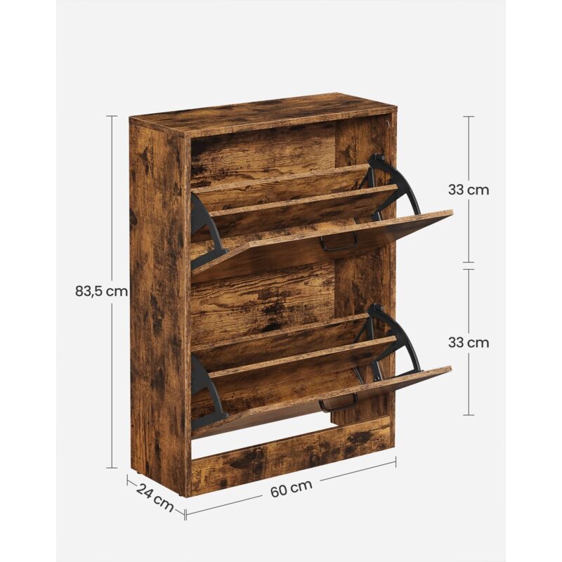Scarpiera con 2 Ante 7 Ripiani Mobile Porta Scarpe Mobiletto Multiuso Quercia