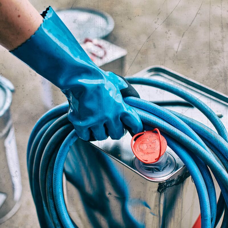 Gebol Grip Tech | 1 paio | Taglia XL (Gr 10) | Guanti lunghi in gomma in nitrile, PVC e maglia di nylon interno contro sostanze chimiche, acidi, olio e grasso, impermeabili
