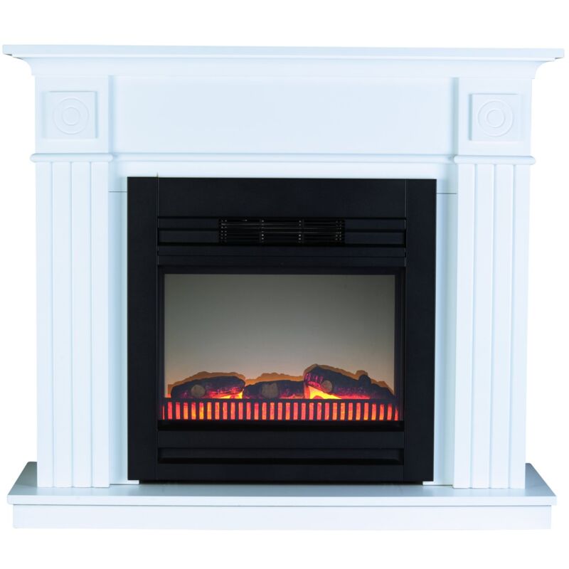 Cornice Decorativa Per Camino Elettrico HOMCOM - In Legno Massello, Bianco, 101x100x19 Cm, Con Ripiano Superiore