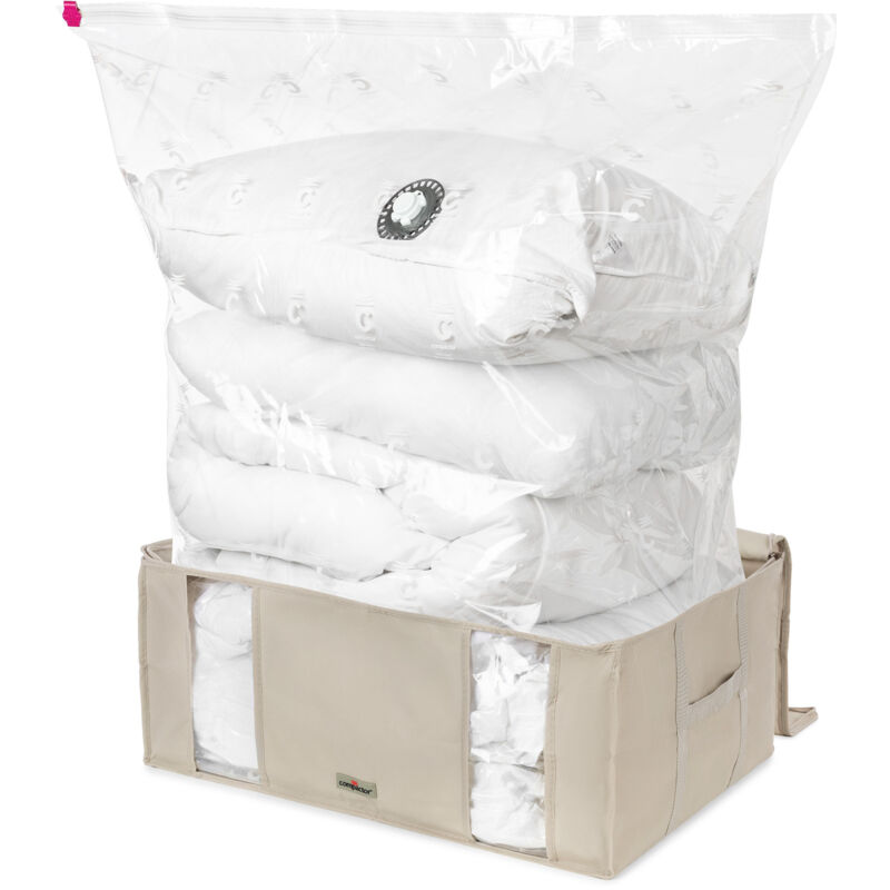 6 Buste Salvaspazio trasparenti per Armadio sacchetti salvaspazio sottovuoto riutilizzabili antitarmico Naturale protegge da polvere e cattivi odori vestiti abiti coperte, Vari Formati (50x60 cm