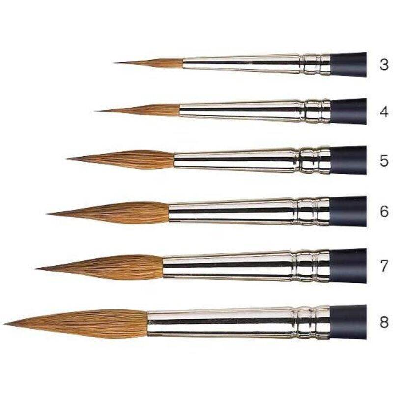 Winsor & Newton Pennello Acquerello In Martora - Tondo Punta Fine N. 5, Manico Corto Per Artisti - Foto 2