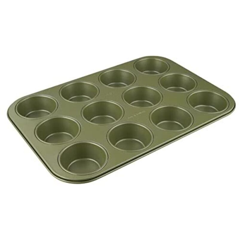 CHEFMADE Canele Mold Cake Pan, 12-Cavity Non-Stick Canele Muffin Bakeware Cupcake Pan for Oven Baking (Champagne Gold