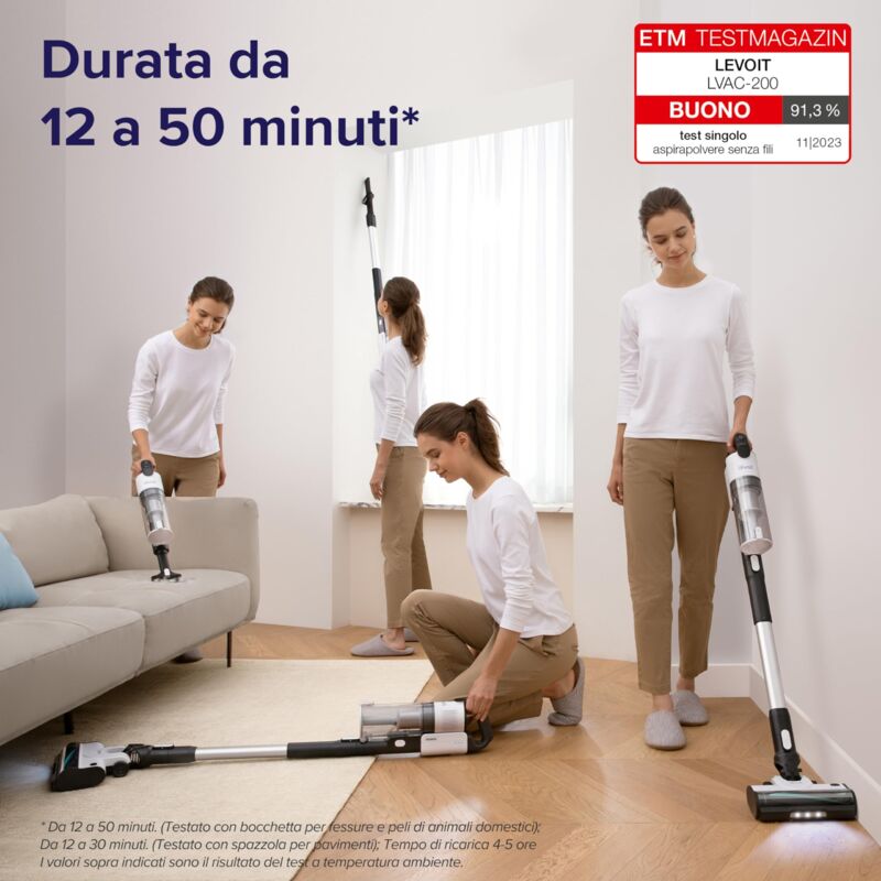 LEVOIT Aspirapolvere Senza Fili Leggero - 180W, 50 Minuti Autonomia, Antigroviglio Per Peli Animali - Foto 13