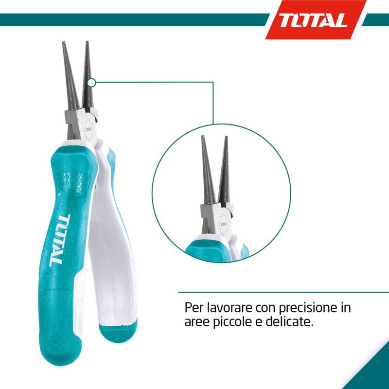 Pinze A Becchi Tondi TOTAL Mini 115mm - Per Gioielli Ed Elettronica, Cromo Vanadio, Manico Bimateriale - Foto 4