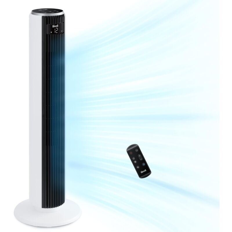 Ventilatore A Torre Wintem Seth 120 Cm - Con Telecomando, Timer Digitale, Ionizzatore E 3 Velocità, Silenzioso
