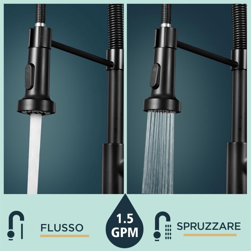 Rubinetto Cucina 3 Vie FORIOUS Nero - Miscelatore Con Beccuccio Acqua Potabile E Filtro