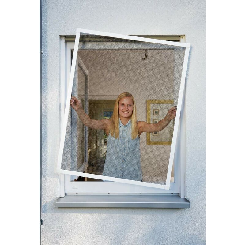 Schellenberg 51003 Zanzariera finestra, ELASTIC 130 x 150 cm, zanzariere  per finestre con elementi sporgenti sull