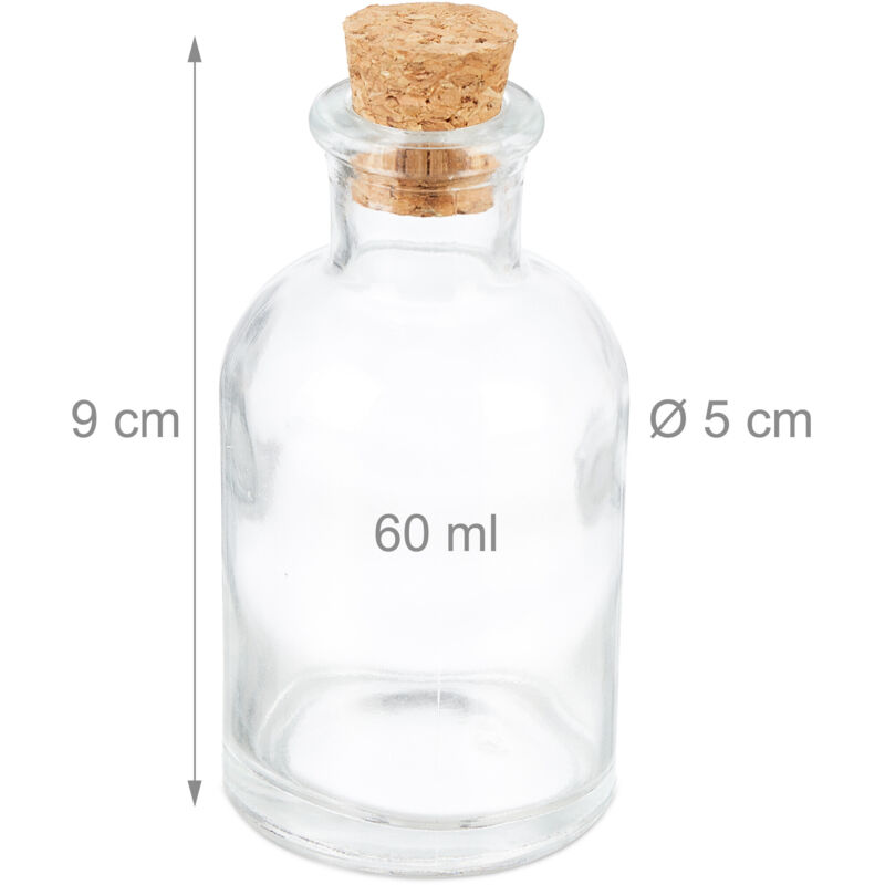 Set 25 Bottigliette In Vetro Da 60 Ml Con Tappo In Sughero E Cordino | Ideali Per Bomboniere, Spezie E Decorazioni Fai Da Te - 4