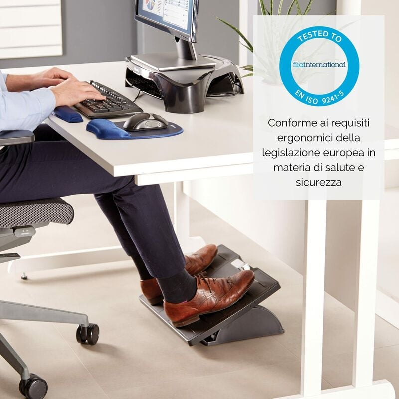 Fellowes poggiapiedi da scrivania standard, regolabile, poggia piedi  ergonomico per casa e ufficio, colore nero