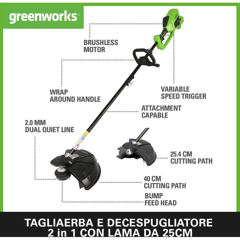 Tagliabordi Greenworks 40V Con 2 Batterie - Taglio 30cm, Autofeed, Ideale Per Giardini Medi - Foto 11