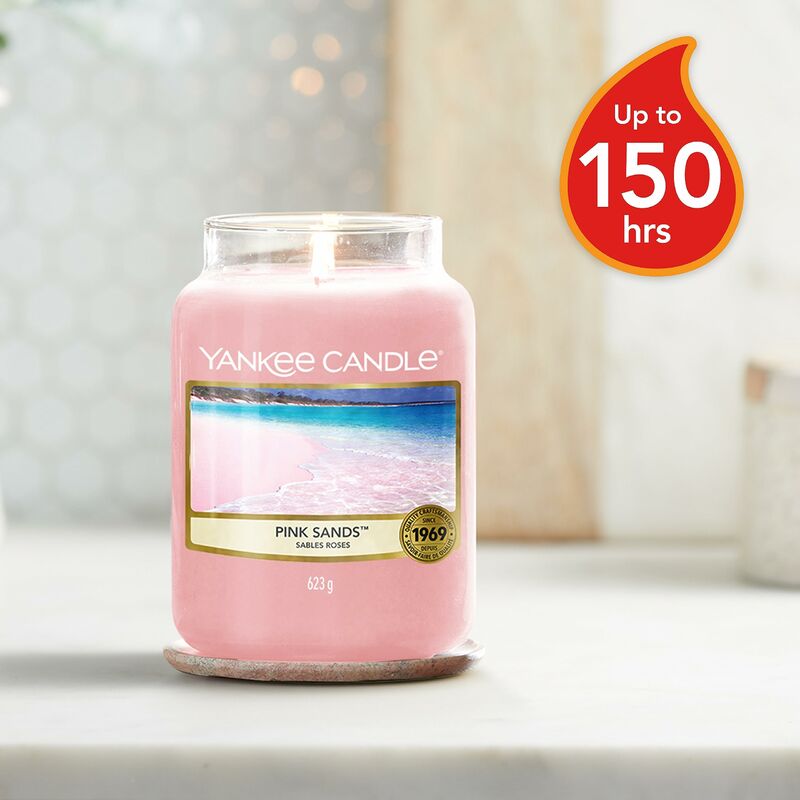 Candela Yankee candle pink sands 623gr rosa in cera stile Yankee candle