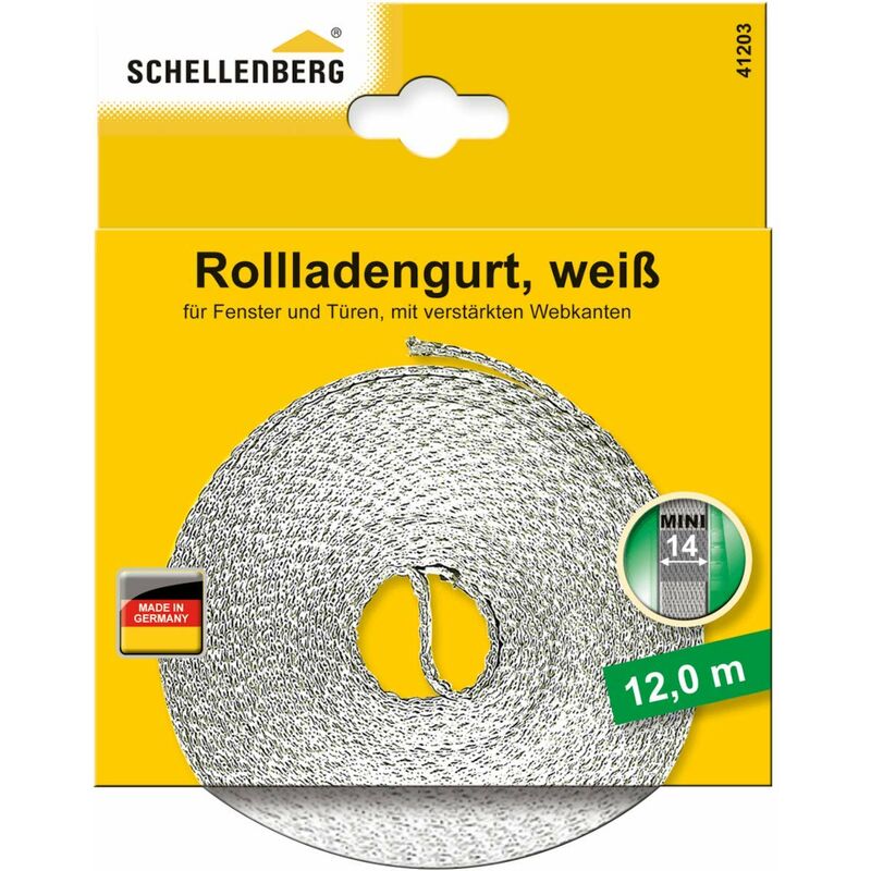 Schellenberg 41203 - Cinghia per tapparelle, 14 mm/12.0m, bianco