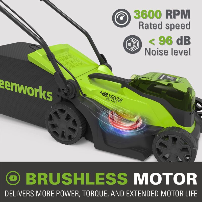 GreenWorks G24X2LM36KII4X 3-in-1 36cm 48V Push Cordless Lawn Mower With 2 X 4ah 24v Batteries 4a Twin Charger - Foto 5