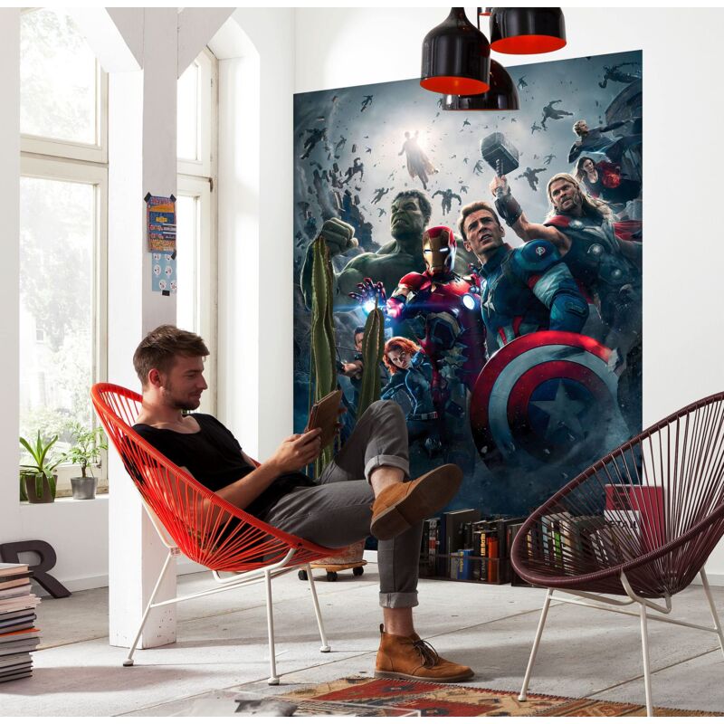 Komar Quadro Da Parete Marvel Avengers Big A - Tela 40x40 Cm Per Cameretta, Multicolore