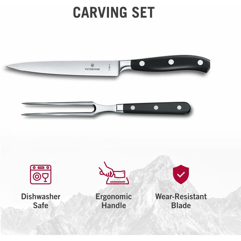 Victorinox 7.7243.2 - Servizio di coltelli da cucina, 2 pezzi, composto da  coltello trinciante e forchettone