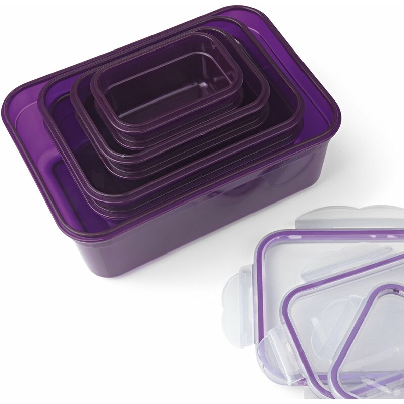 Gourmetmaxx 03305 Contenitori per alimenti Klick-It Il nostro bestseller 14  parti Adatto per microonde, congelatore e lavastoviglie Set Viola /  Trasparente Contenitori Refrigerabili, Viola, 2 x 20