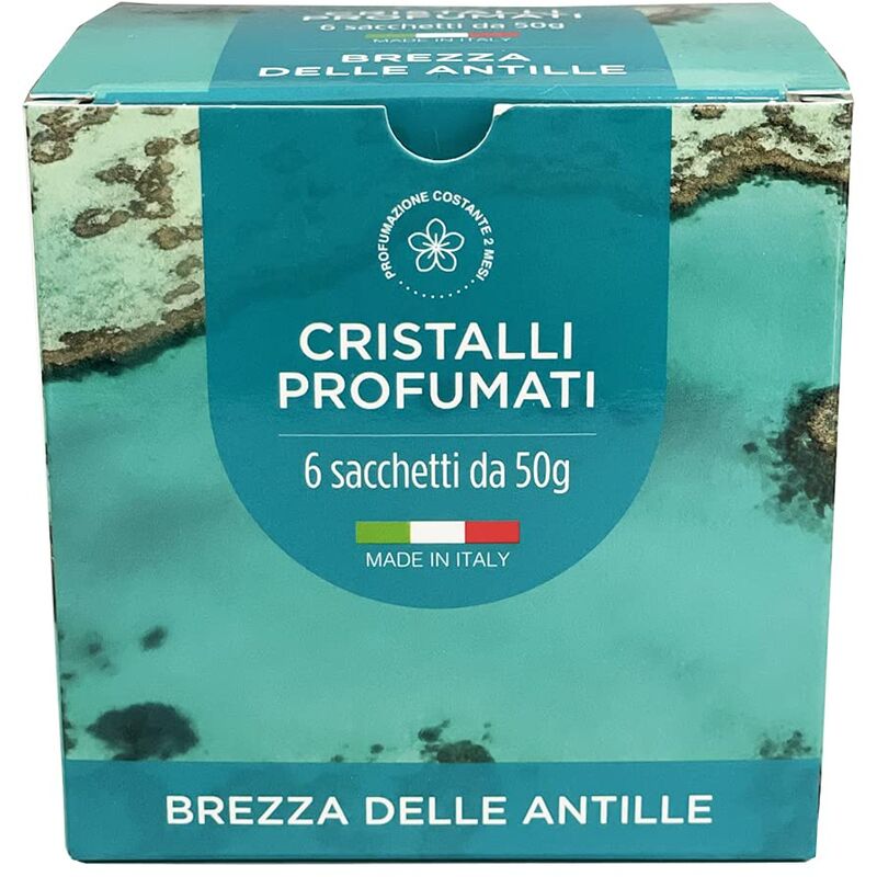 Granuli Profumati per aspirapolvere - Cristalli per ambiente - Scatola da 6  bustine da 50gr (Brezza delle Antille)