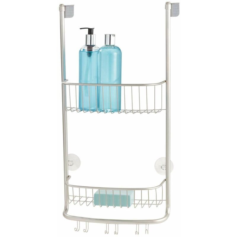 InterDesign Bubbli Portasapone doccia senza forare, Portaoggetti doccia da  appendere in metallo e plastica, argento