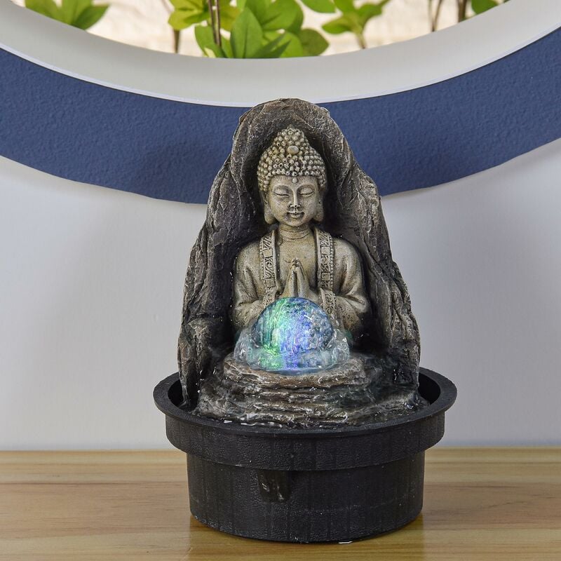 Fontana Zen da giardino da tavolo con luce a LED, fontana Fengshui  decorazione per interni-Zen meditazione tavolo decorativo - AliExpress