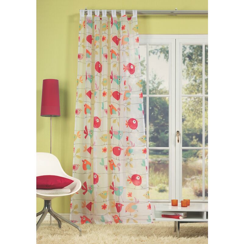 Home fashion 48077-804 - Tenda in voile stampato con passanti 245 x 140 cm,  colore: Multicolore