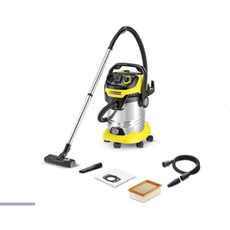 Karcher 1.628-361.0, WD 6 PS V-30/8/35/T Aspirapolvere a Secco/Bagnato, Serbatoio in Acciaio Inox da 30 l, 1300 W (Presa Portatile e Funzione soffiaggio), Standard