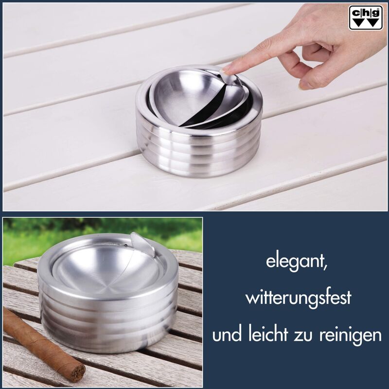 Posacenere A Prova Di Vento In Acciaio Inox - Ø 11,5 Cm - Antiodore E Anticenere Volante - Foto 6