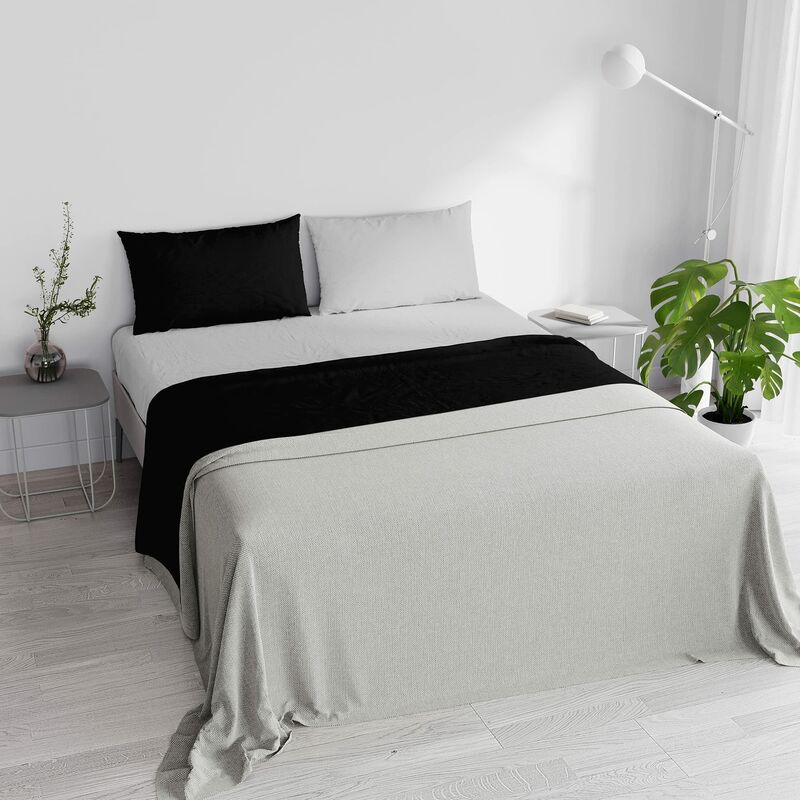 Italian Bed Linen Completo Letto Nero/Grigio matrimoniale 250 x 300 cm