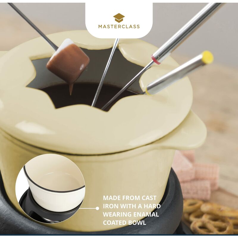 Set Fonduta MasterClass In Ghisa - Per Cioccolato, Formaggio E Carne, 21x18 Cm Nero - Foto 6