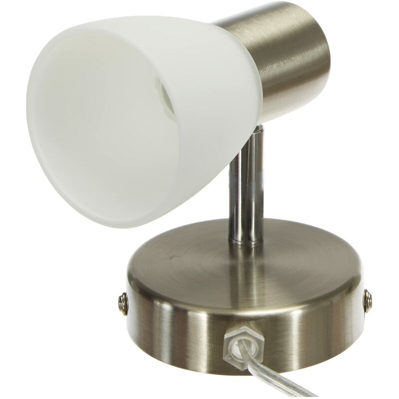 Lampada Da Parete LED Janna Di BRILLIANT: Design In Metallo Color Ferro E Cromato Bianco, Testa Orientabile, Lampadina E14 Inclusa (4W, 450lm, 2700K), Perfetta Per Un Angolo Lettura O Corridoio - copertina