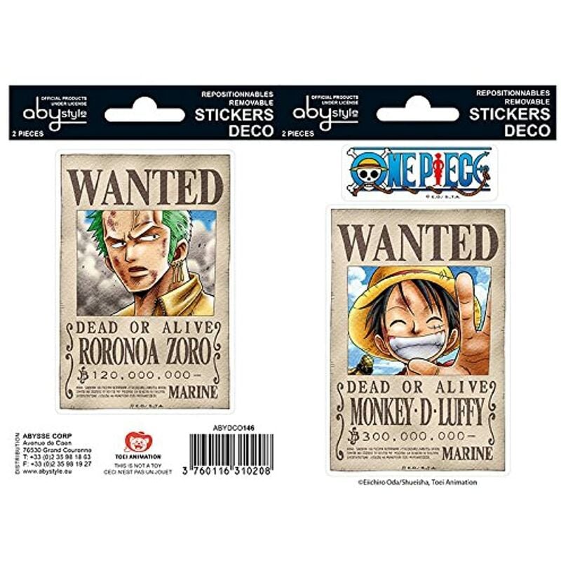 One Piece - Wanted Luffy/ Zoro (Stickers 16X11Cm 2 Planches)