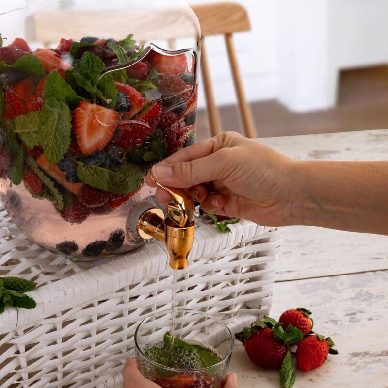 Dispenser Bevande Con Rubinetto | Vetro Goffrato | Coperchio In Rame | 3 Litri | Stile Vintage - Foto 7