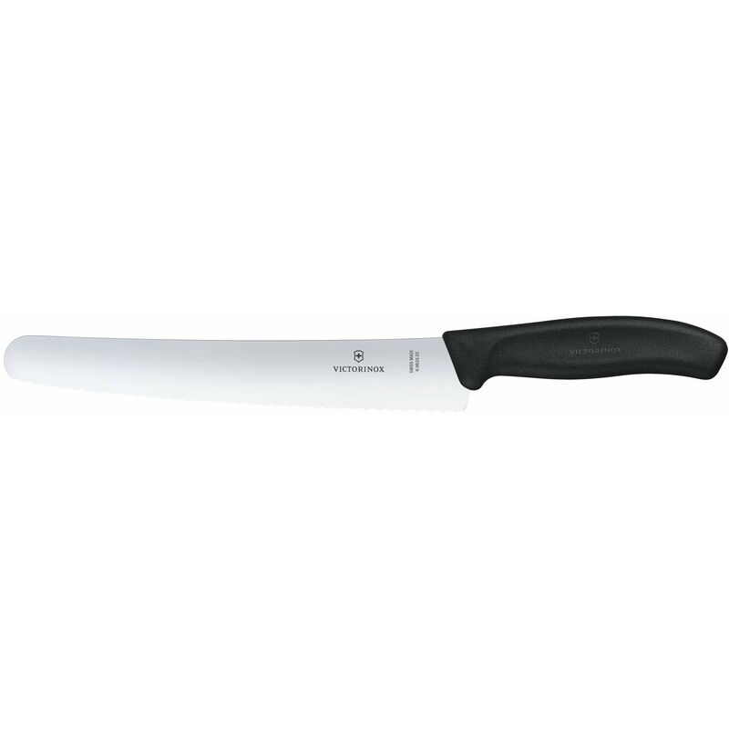 VICTORINOX Swiss Classic, coltello da pane con lama seghettata e punta  stondata, in acciaio inox, nero