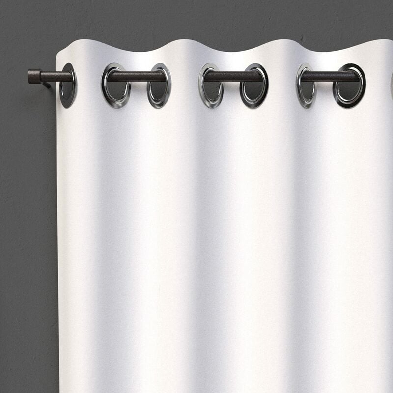 Tenda con occhielli 140 x 180 cm OSCURANTE bianco effetto grigio