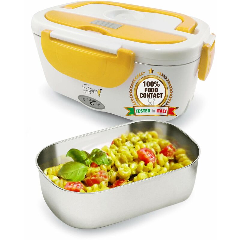 SPICE Amarillo Inox Scaldavivande Portatile Lunch Box con Forchetta e  vaschetta Estraibile in Acciaio Inox 1,5 Litri 40 W